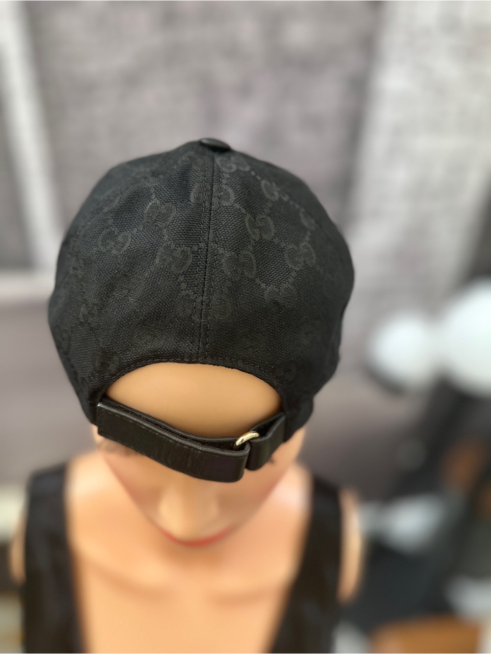 Gucci Black Monogram Baseball Cap with Green-Red Web Stripe - Picture 8 of 13